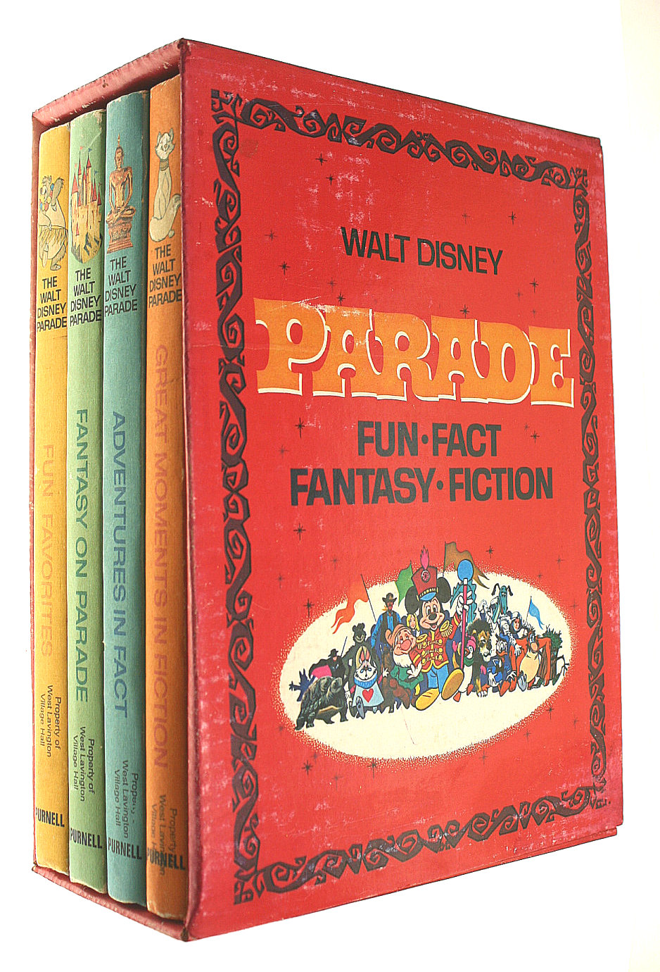 Walt Disney's Disney on Parade: Fun Favourites, Great Moments in Fiction, Fantasy on Parade, Adventures in Fact.