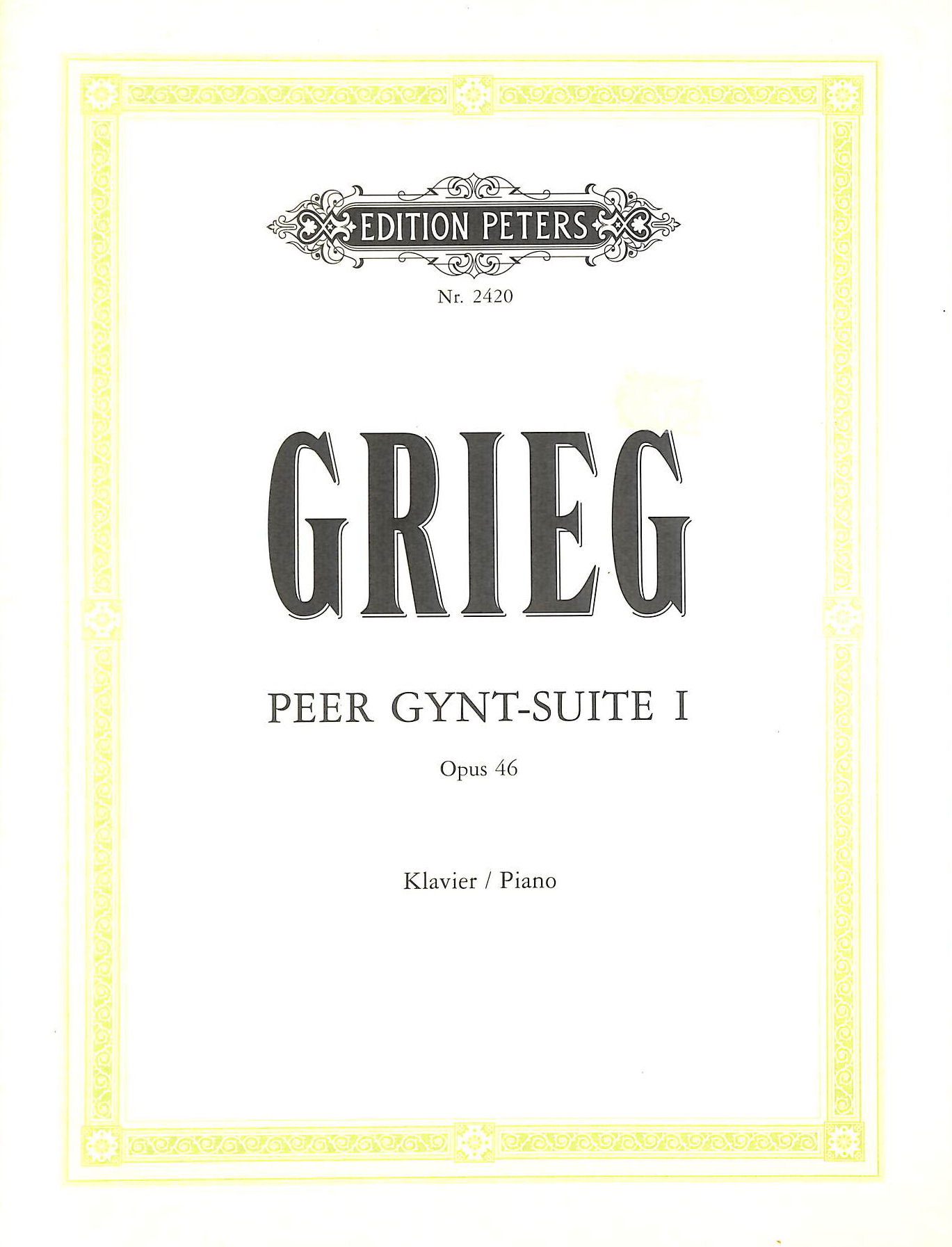Peer Gynt-Suite 1. Opus 46. Grieg. for Piano