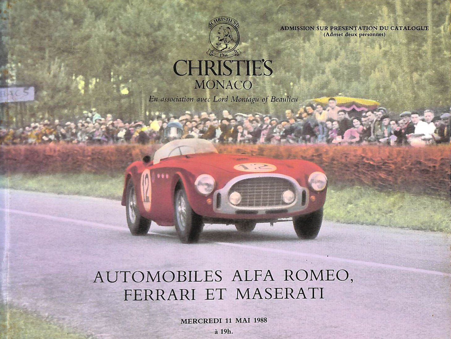 Christie's at Monaco 11th May 1988 - Automobiles Alfa Romeo, Ferrari et Maserati