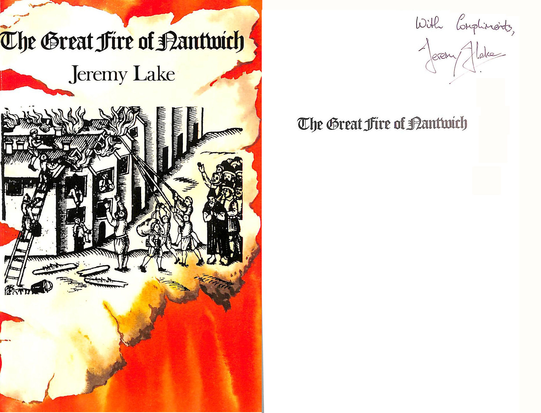 Great Fire of Nantwich, Gift inscription by the author