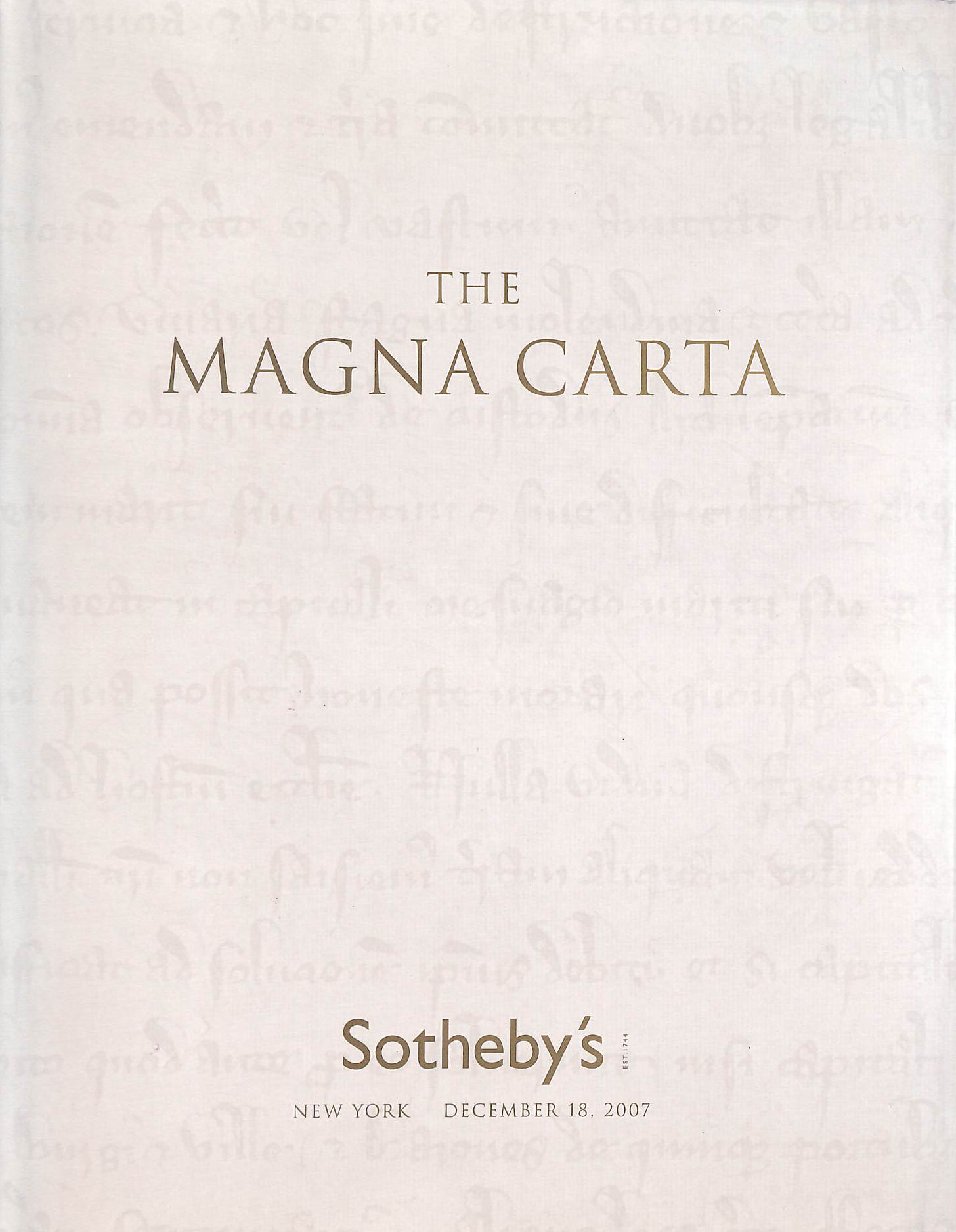 The Magna Carta: Sotheby's New York: December 18, 2007