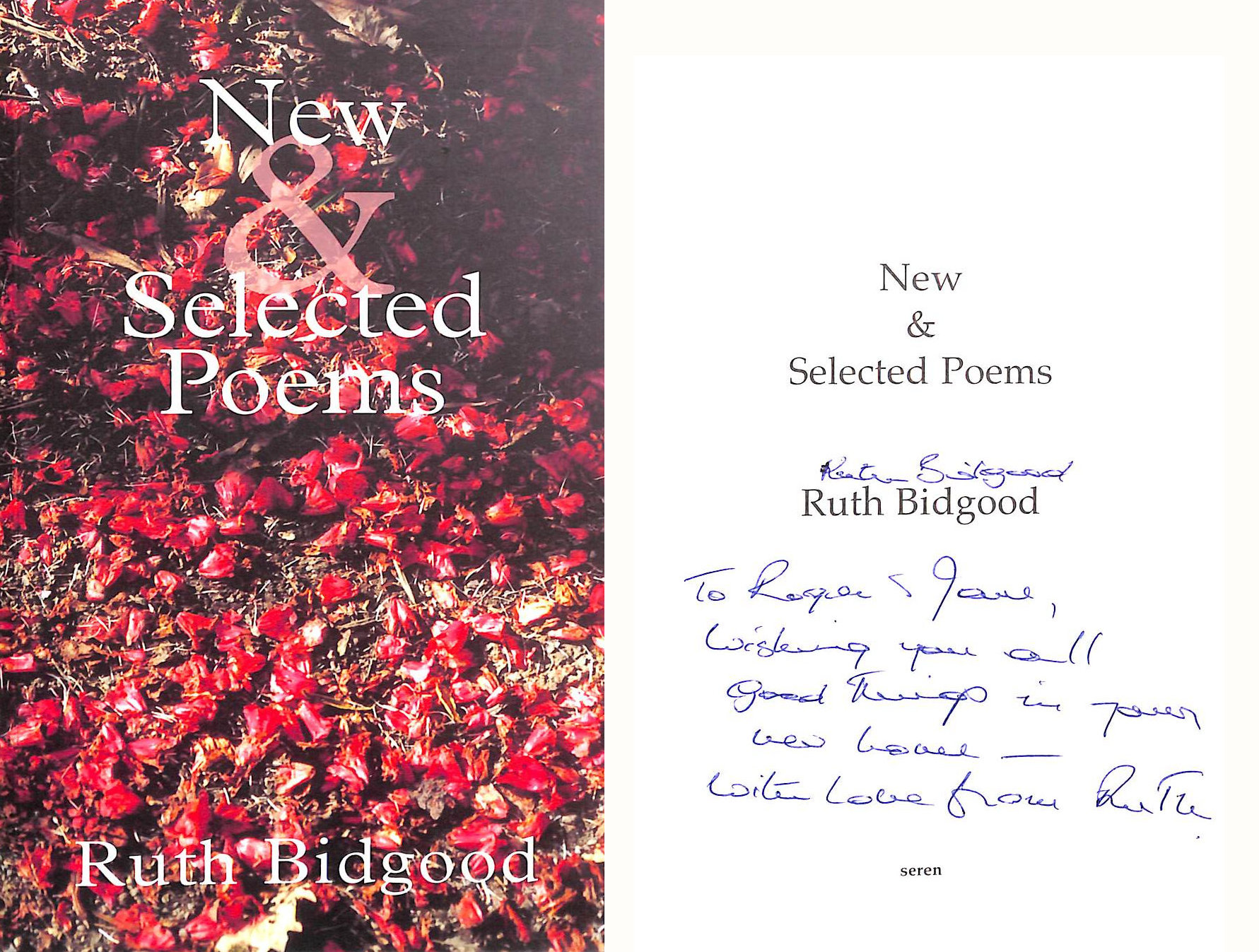 Ruth Bidgood: New and Selected Poems, gift inscription by the author