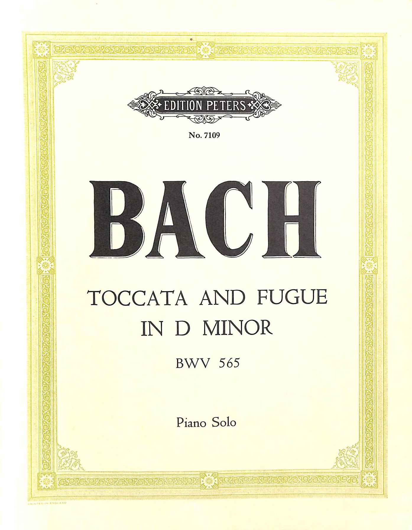 Bach: Toccata and Fugue in D Minor. BWV 565. (Piano Solo) (EP7109): Bearbeitung fr Klavier (Edition Peters)