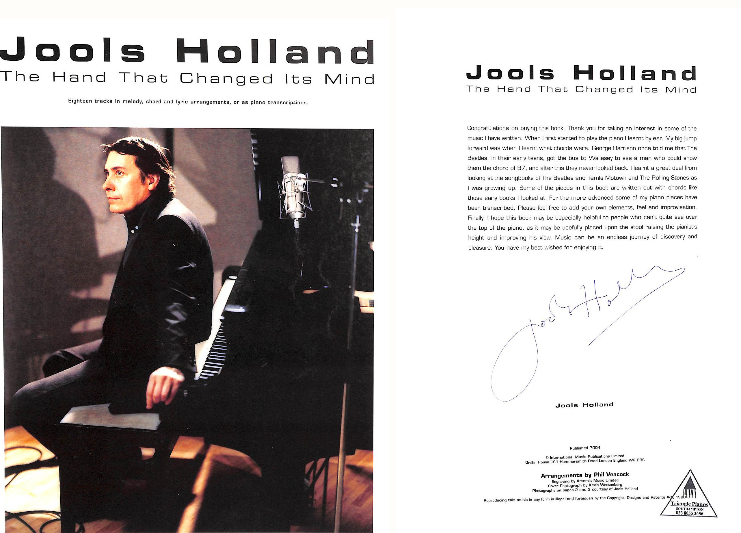 Hand That Changed Its Mind-Jools Holland-Music Book