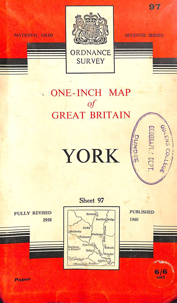 Ordnance Survey One- Inch Map of Great Britain York National Grid Seventh Series Fully Revised 1958 Sheet 97