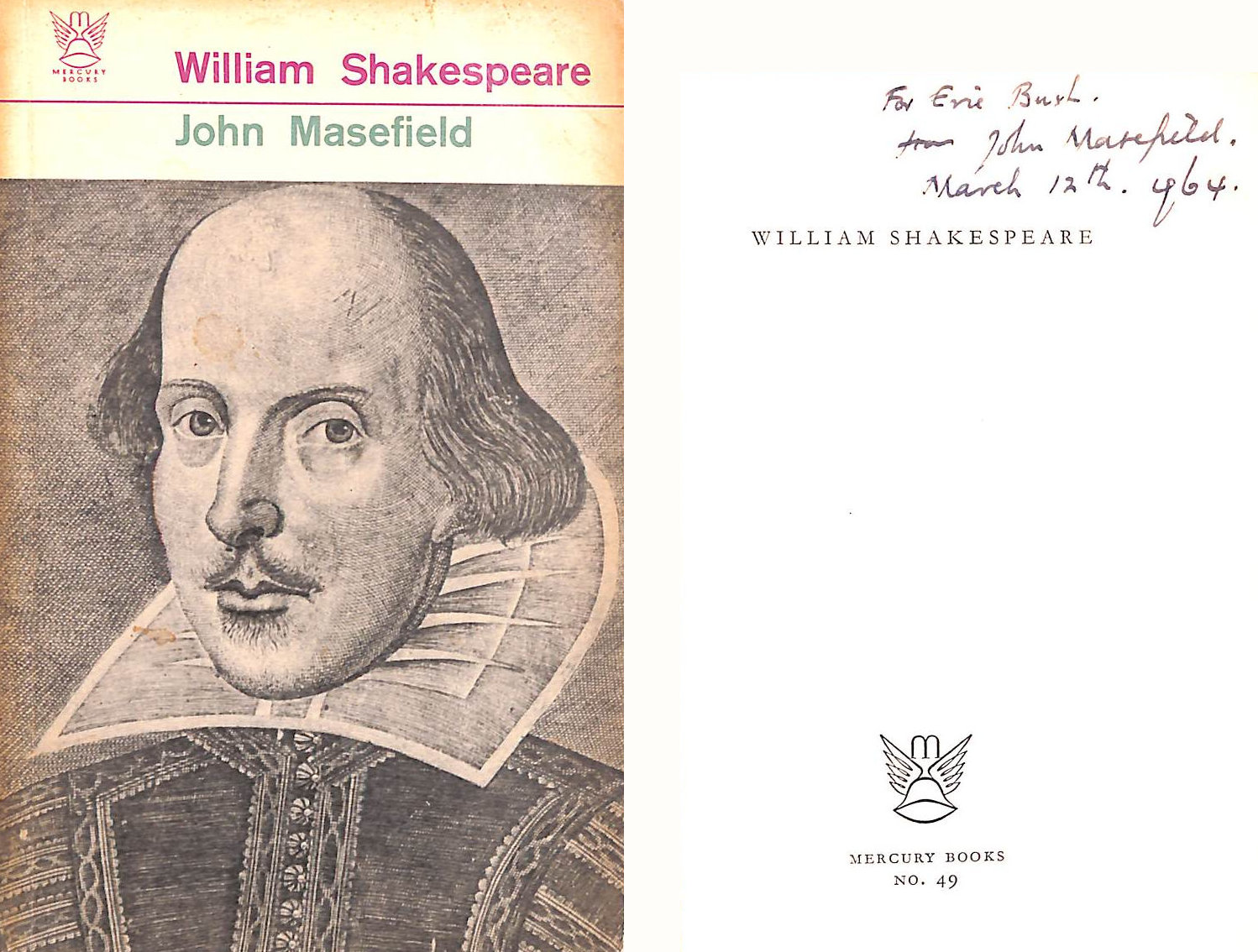 William Shakespeare, Gift inscription by the author