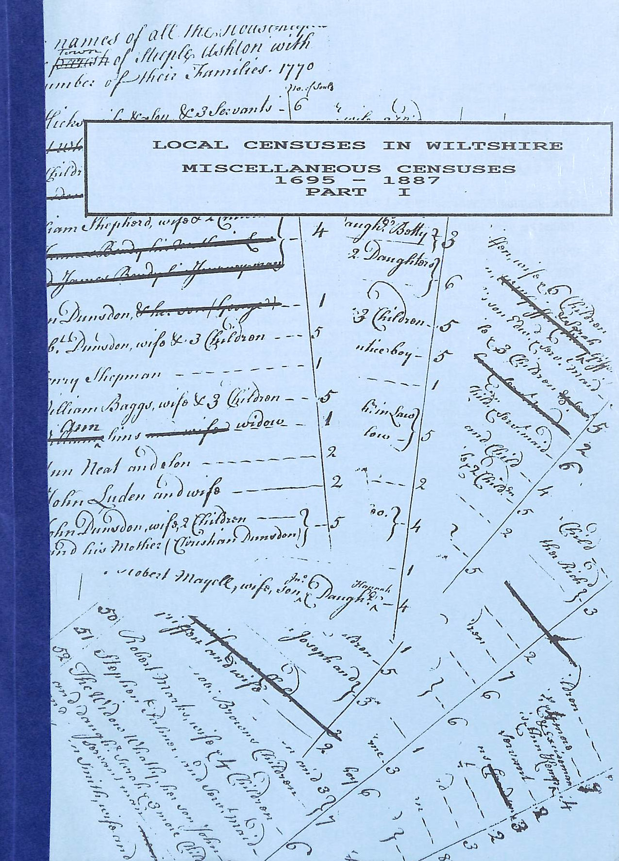 Local Censuses in Wiltshire: Miscellaneous Censuses 1695-1887 Pt.I