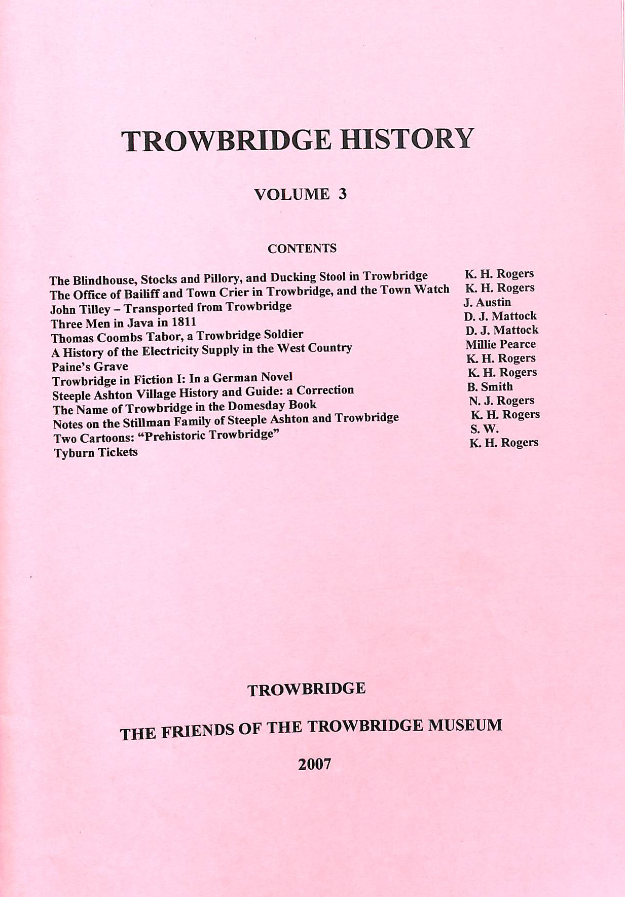 Trowbridge History, Volume 3, 2007