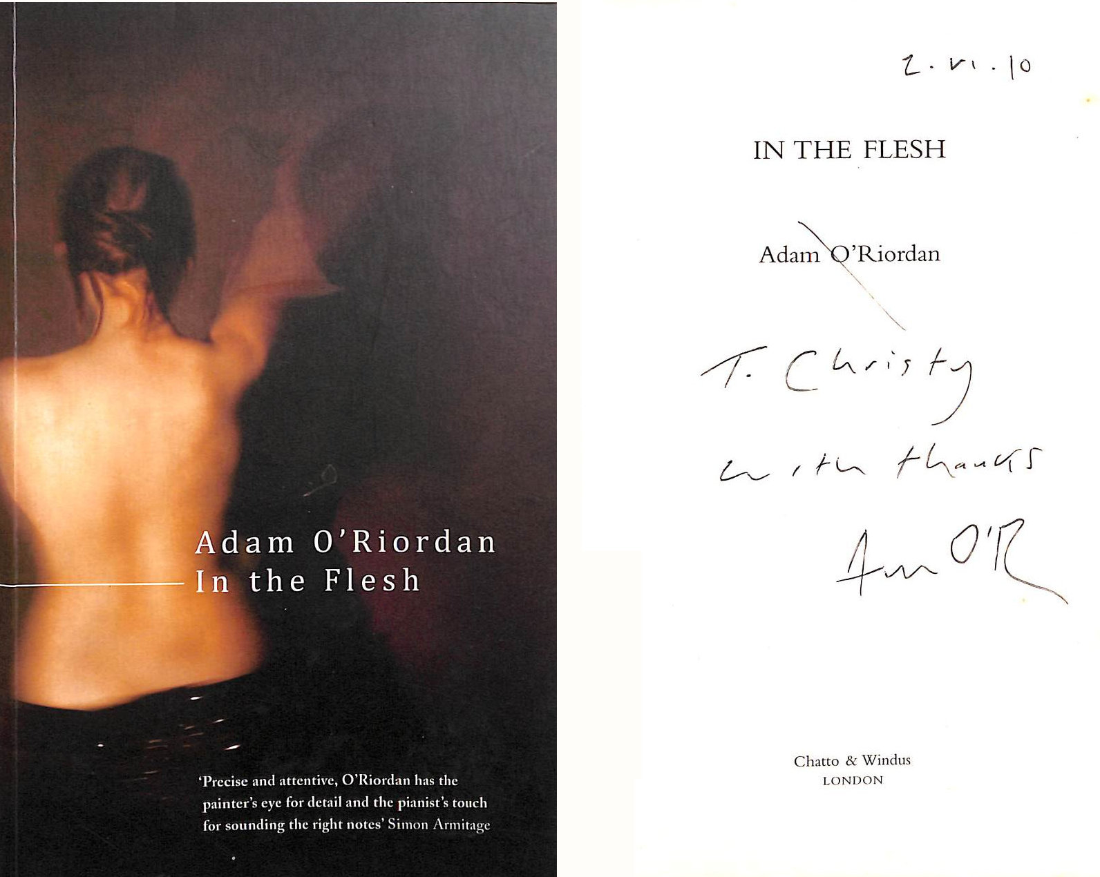 In the Flesh, Gift inscription by the author