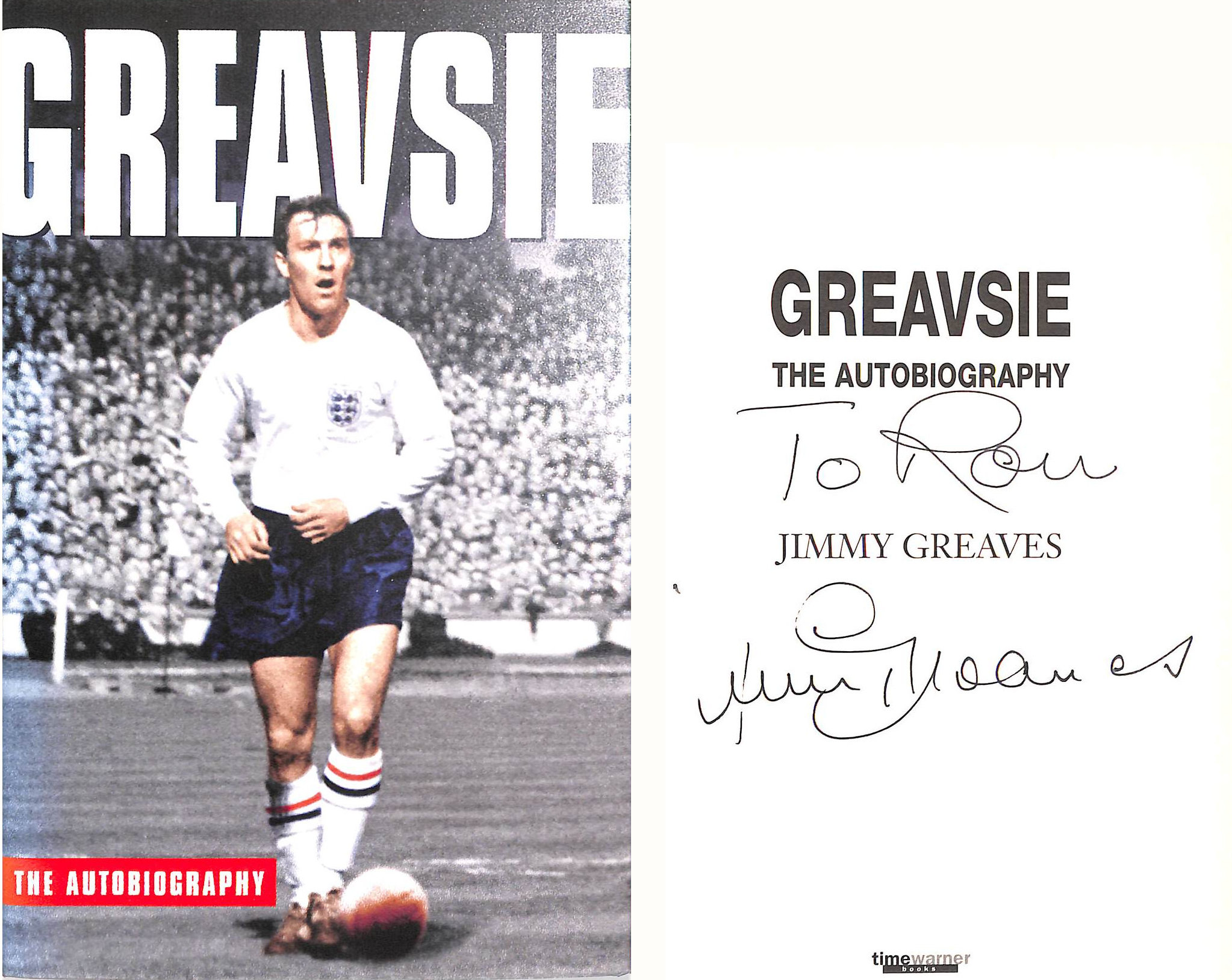 Greavsie: The Autobiography, Gift inscription by the author