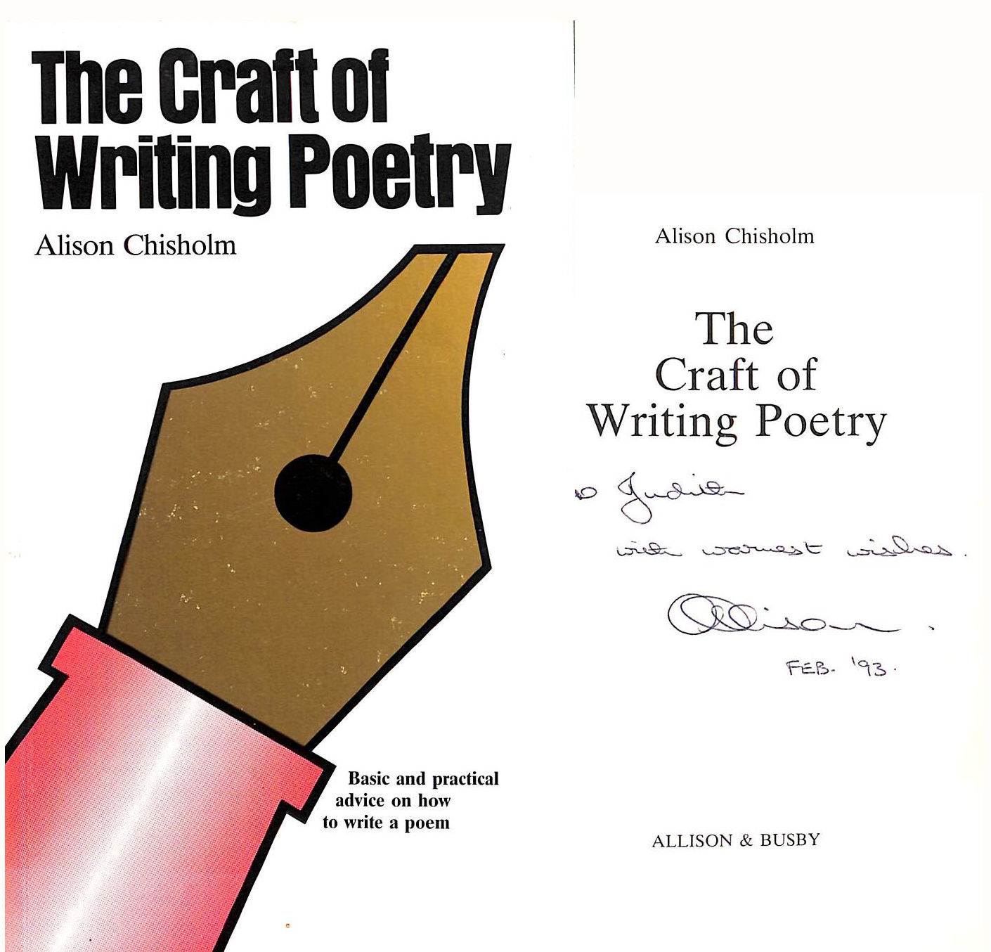 Craft of Writing Poetry, Gift inscription by the author