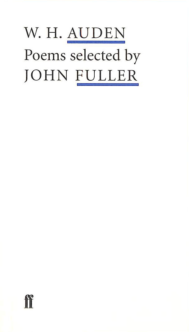 W.H. Auden Poems Selected by John Fuller
