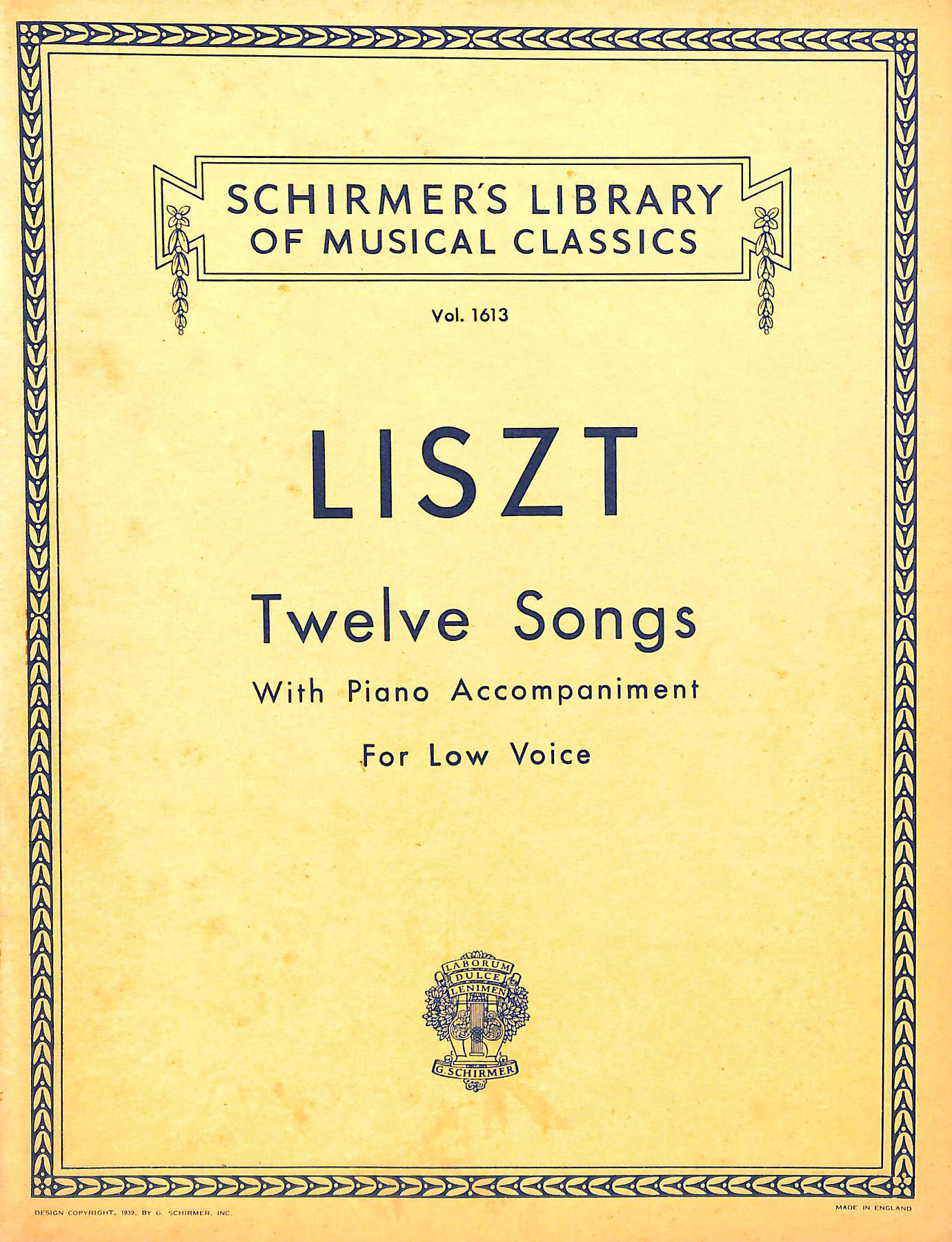 Twelve Songs: Low Voice