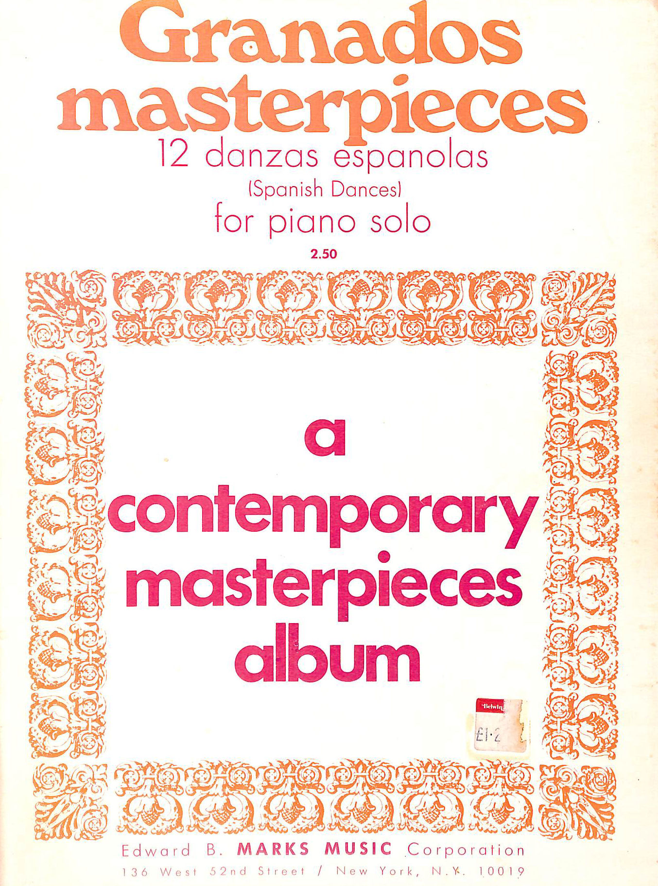 Image for Granados Masterpieces 12 Danzas Espanolas for Piano Solo Granados Masterpieces 12 Danzas Espanolas for Piano Solo