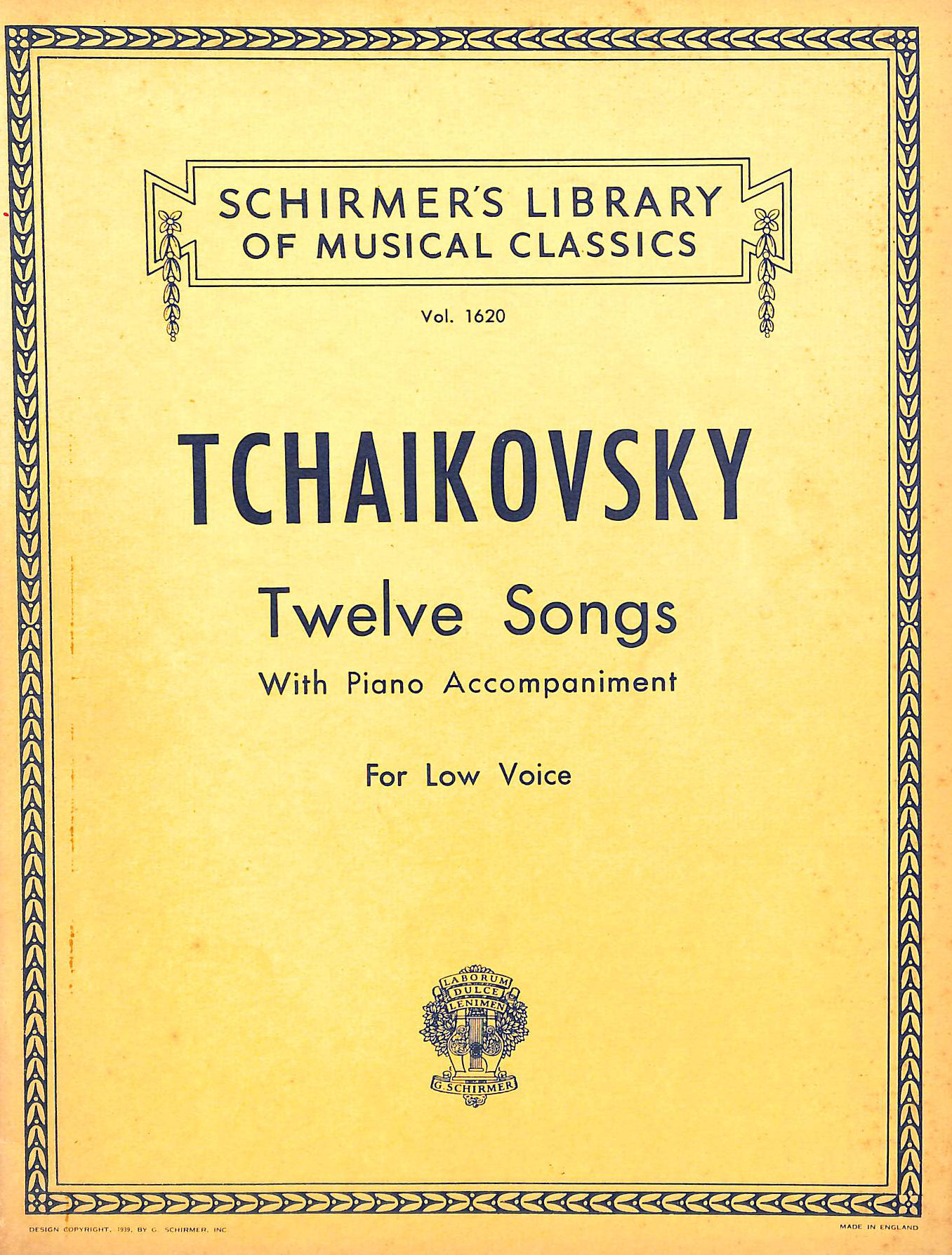 Image for Tchaikovsky: Twelve Songs For Voice and Piano For Low Voice, Vol 1620 Tchaikovsky: Twelve Songs For Voice and Piano For Low Voice, Vol 1620