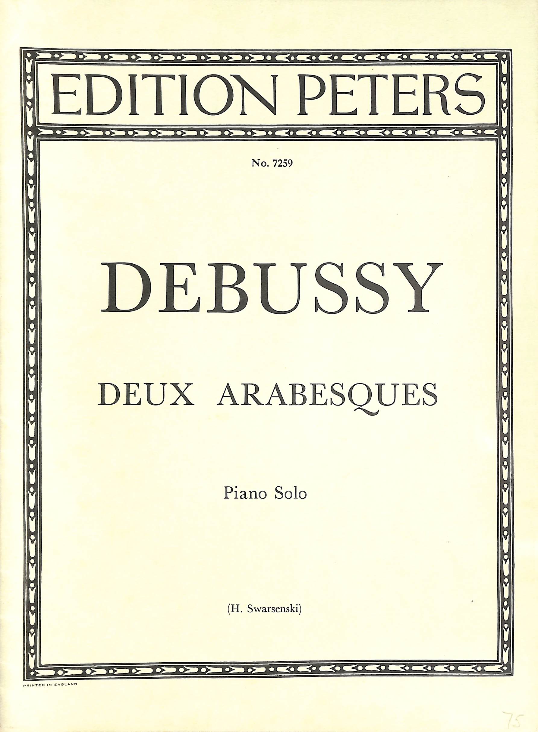 Deux Arabesques. Piano Solo. Arranged by H Swarsenski.