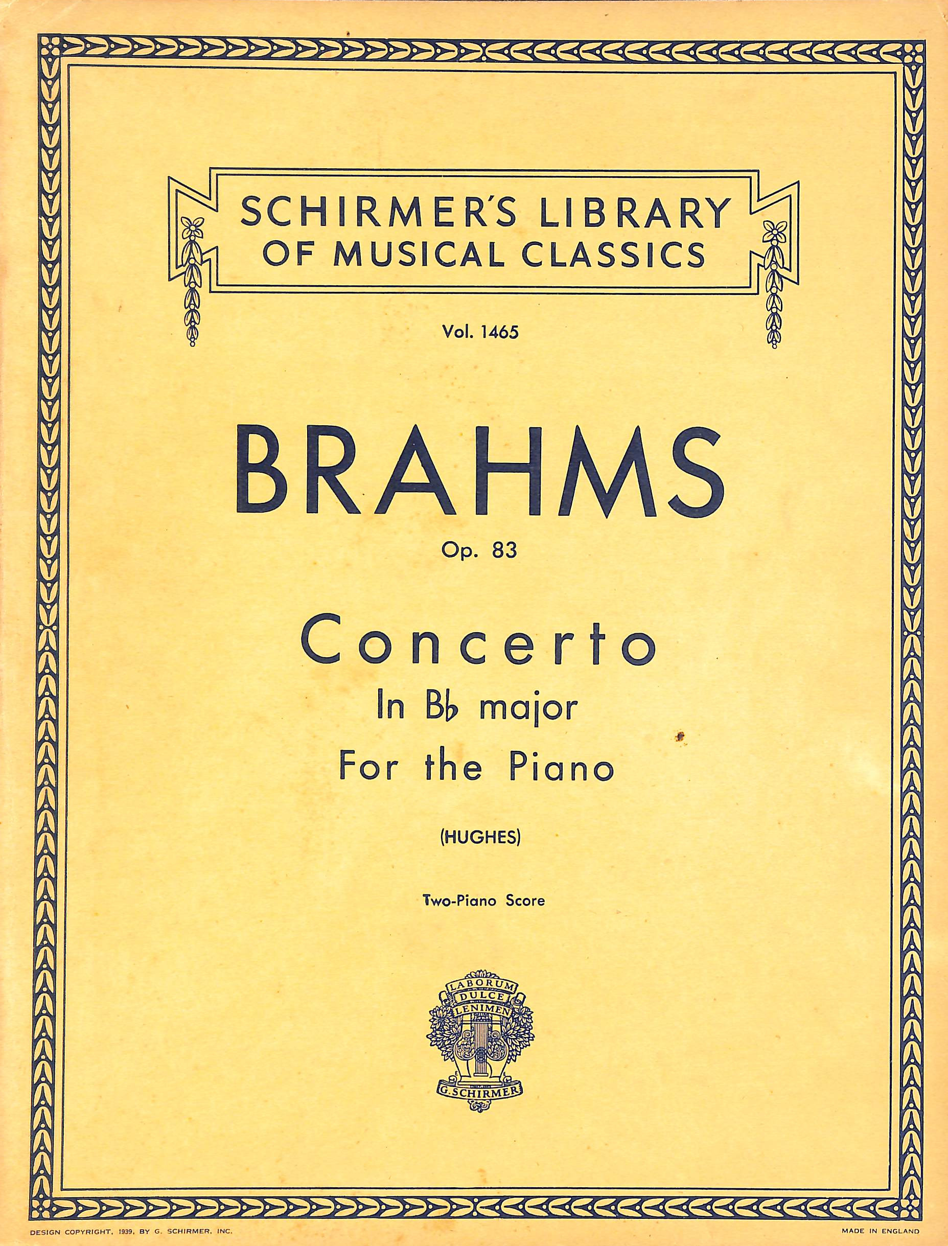 Concerto No. 2 in Bb, Op. 83: Schirmer Library of Classics Volume 1465 Piano Duet