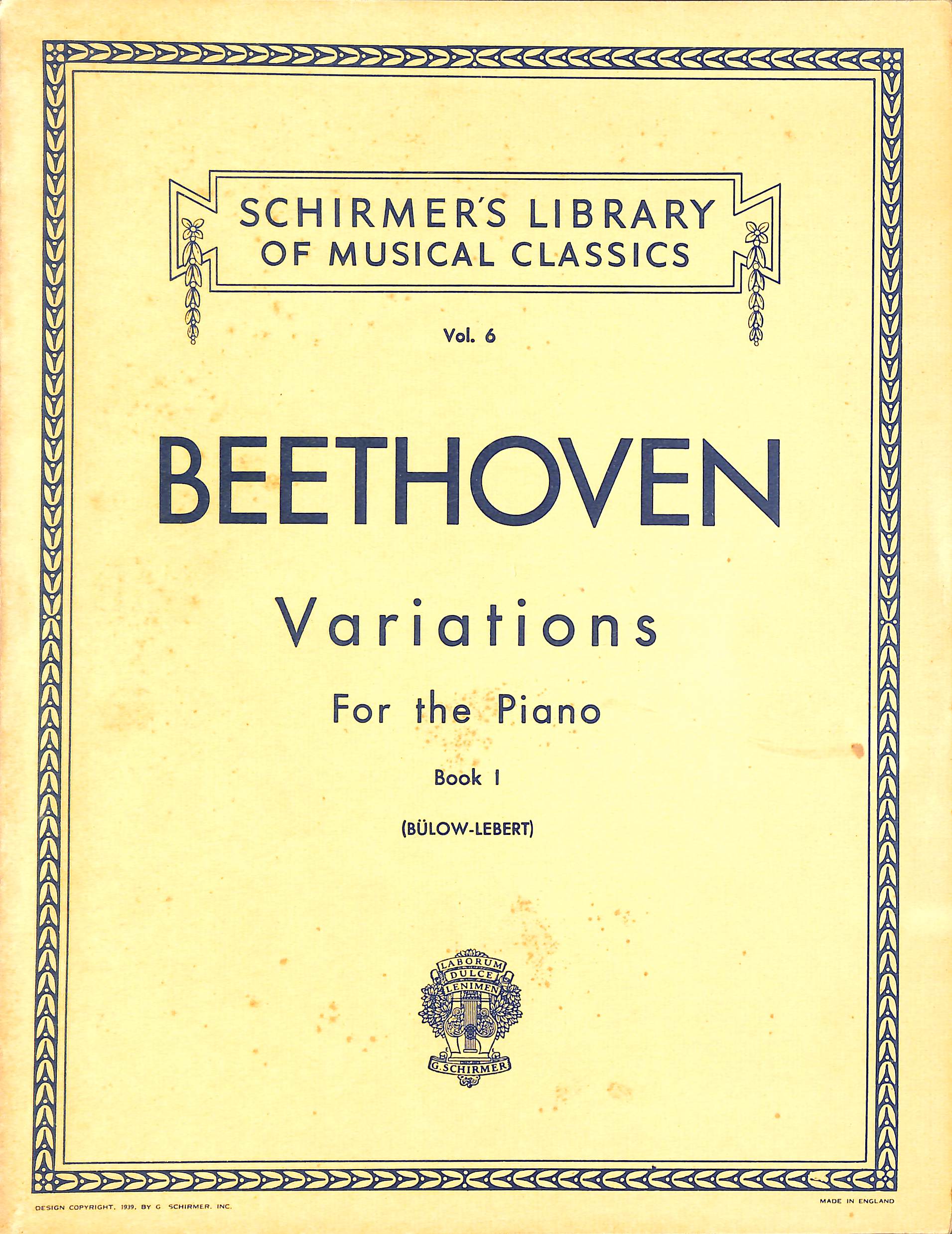 Variations - Book 1: Schirmer Library of Classics Volume 6 Piano Solo