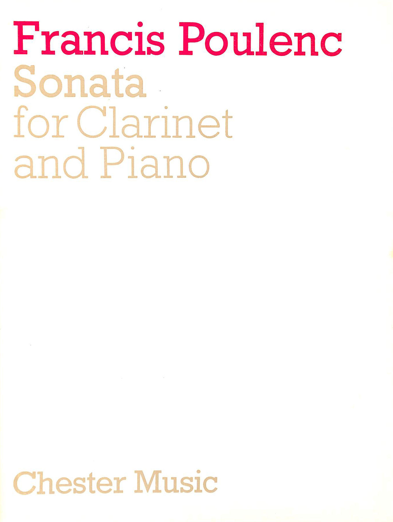 Sonata for Clarinet in B Flat and Piano. Poulenc