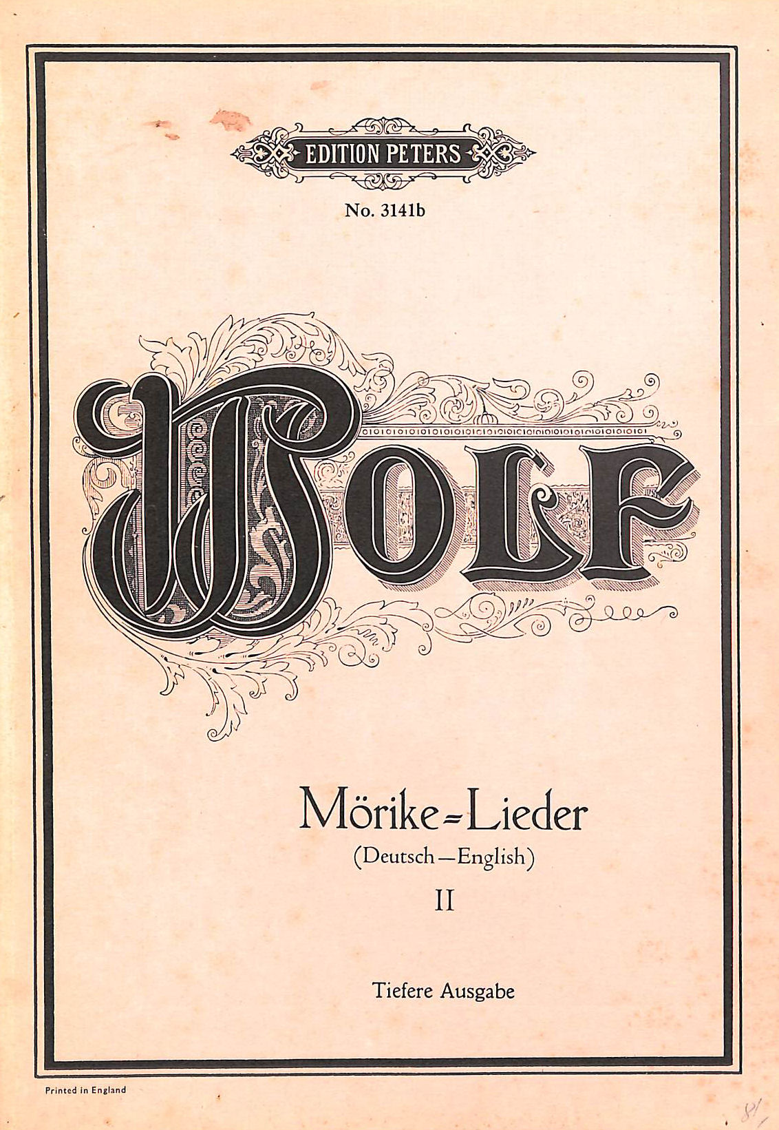 Hugo Wolf - MorikeLieder. Band II Tiefere Stimme. No. 3141b