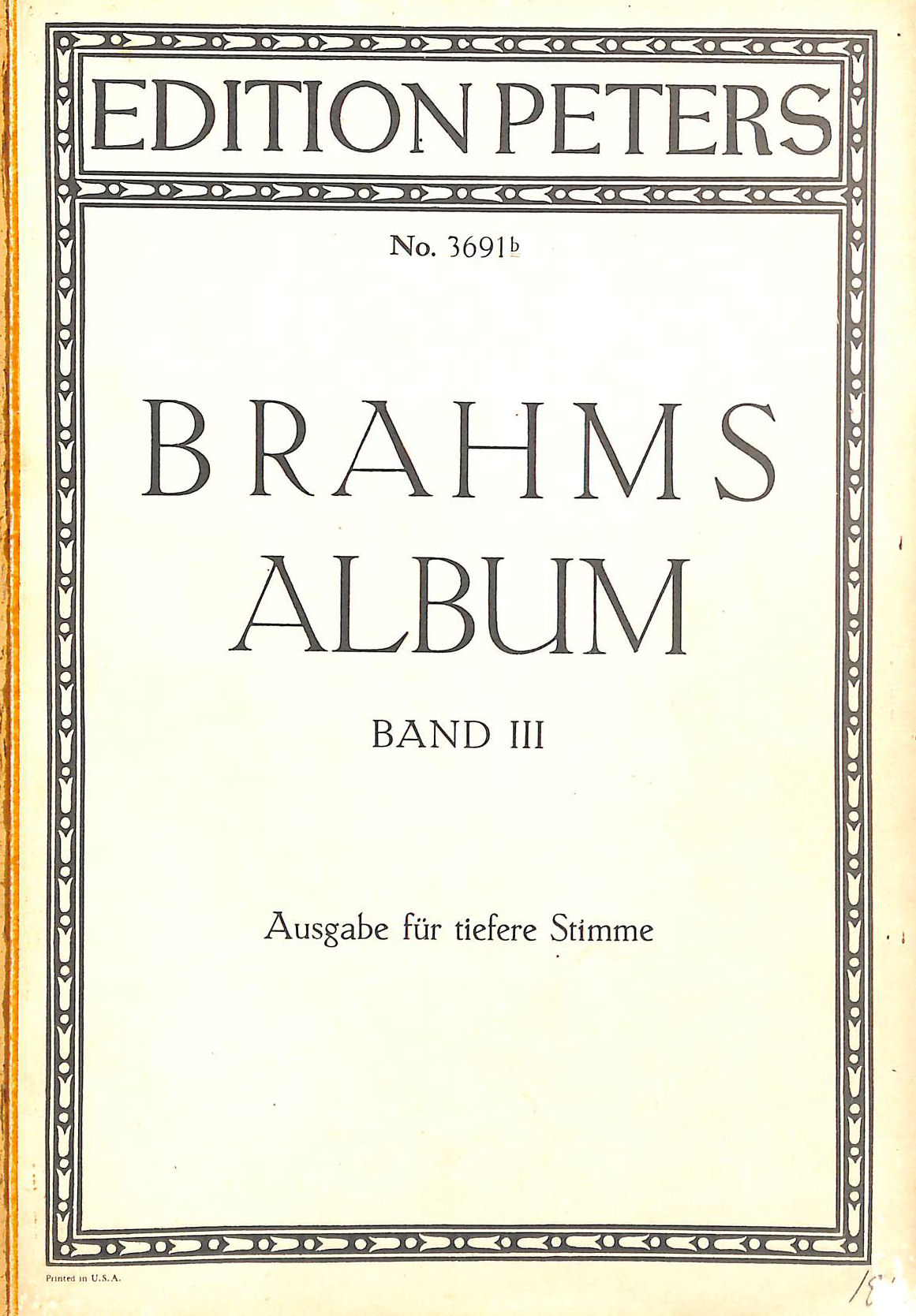 Brahms Album Band Iii Ausgabe Fur Tiefere Stimme