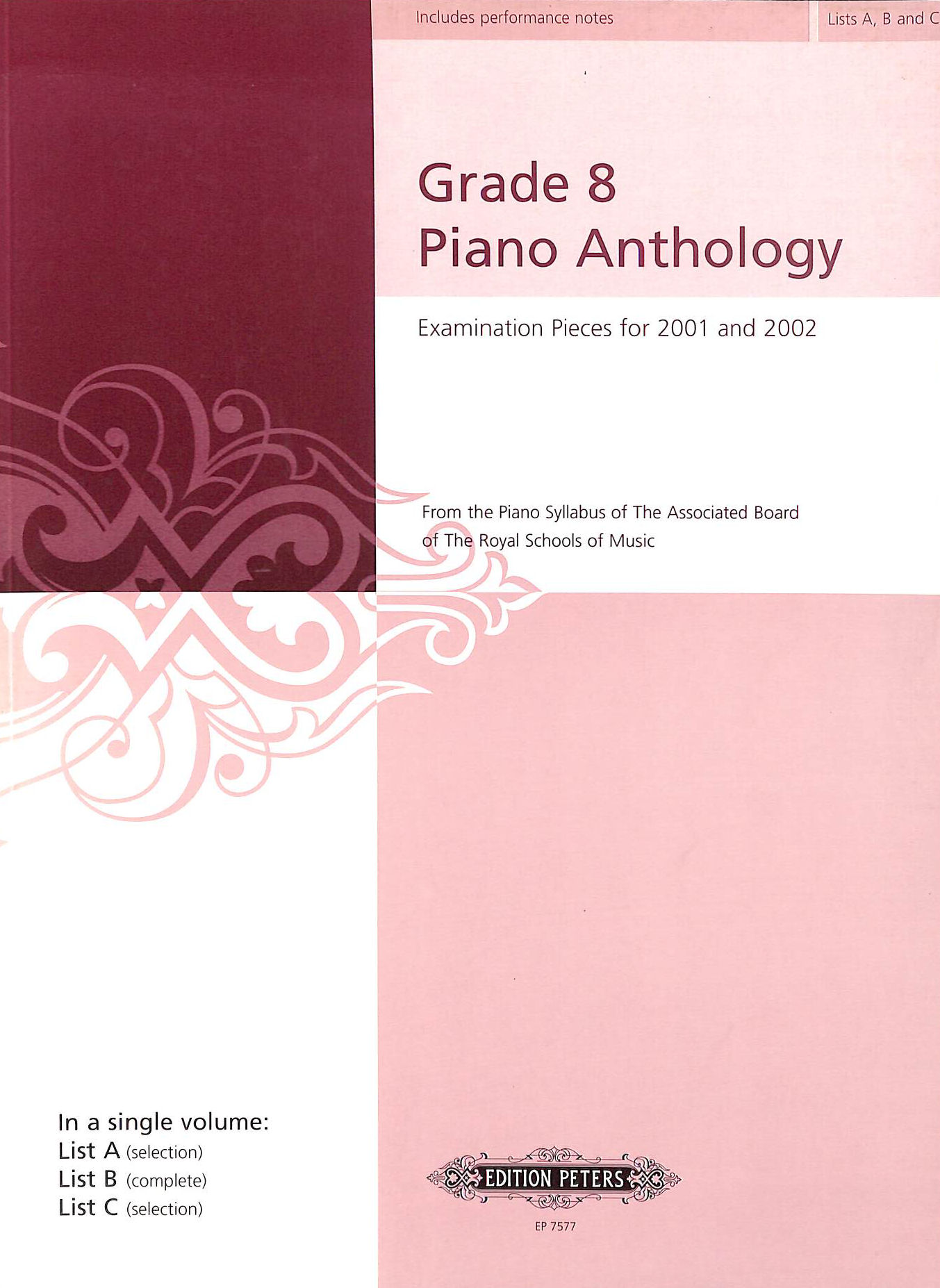 Grade 8 Piano Anthology Examination Pieces 2001-2002