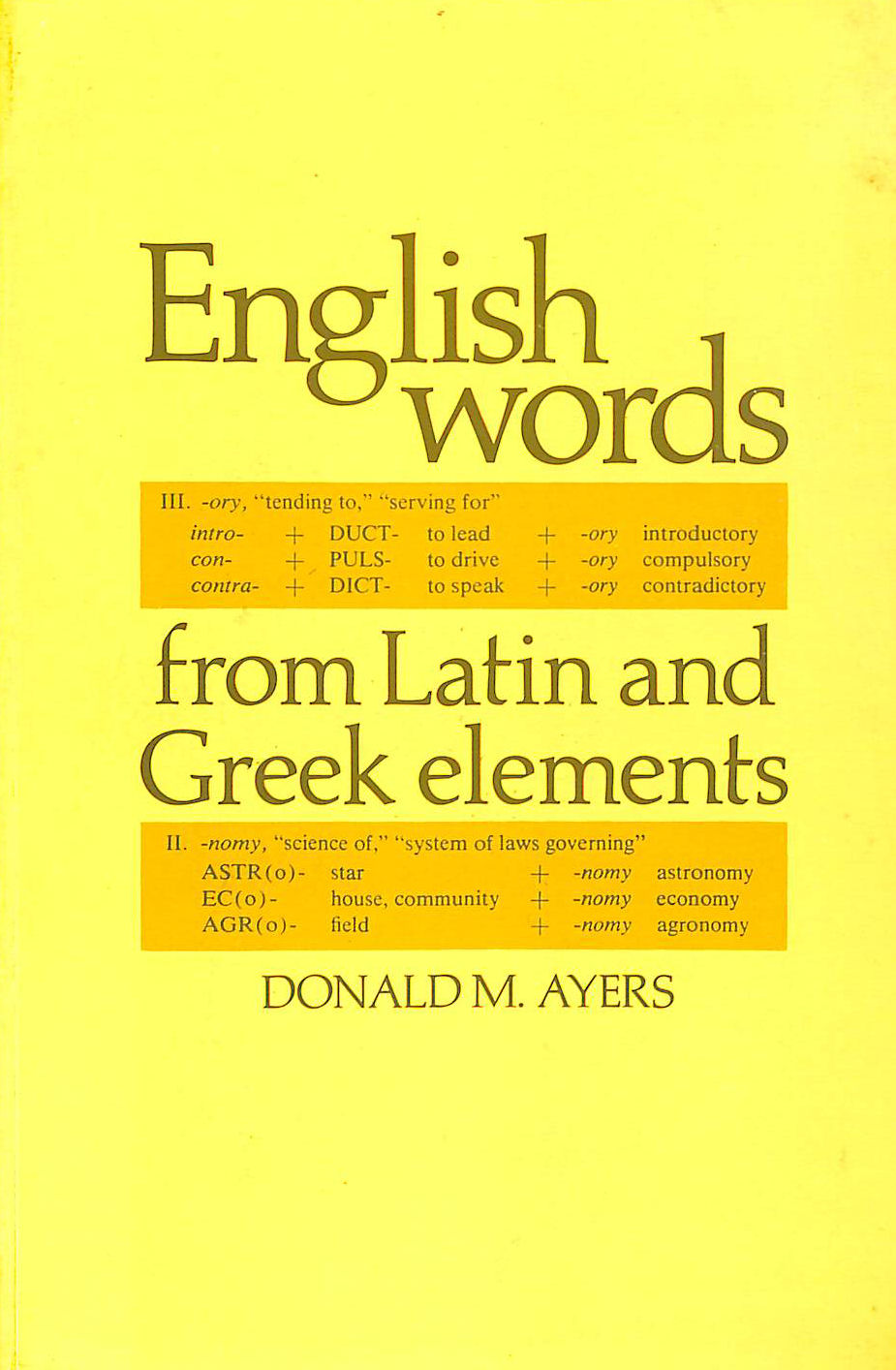 English Words from Latin and Greek Elements