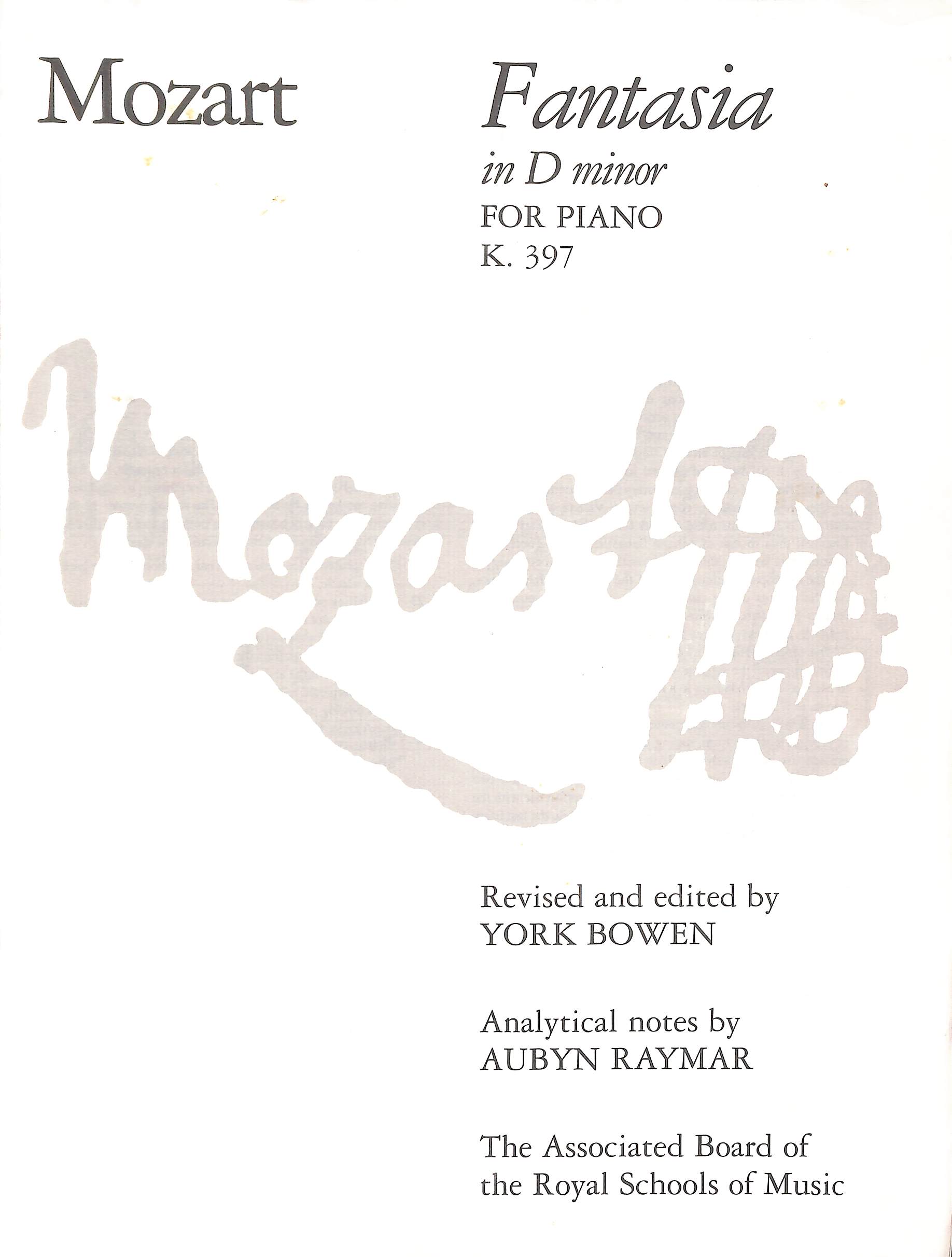 Fantasia in D Minor: K. 397 For Piano